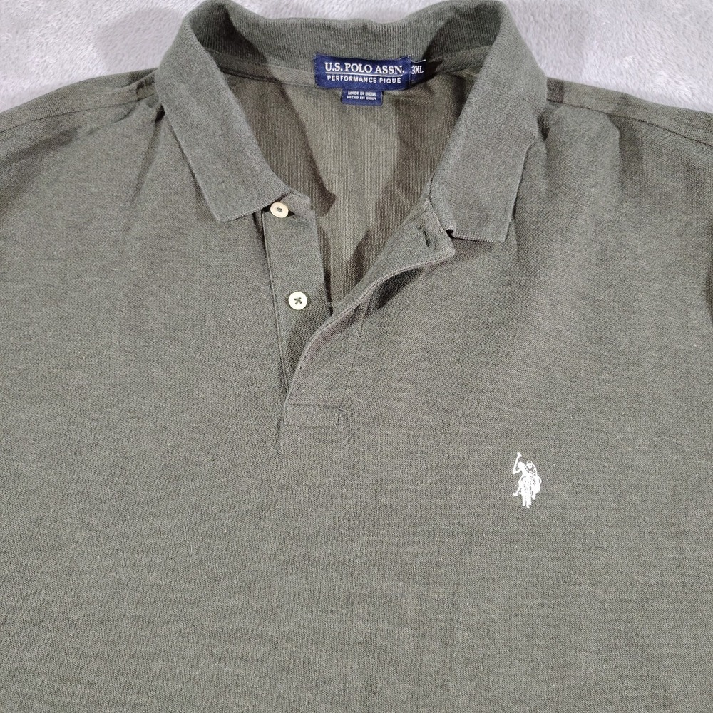 U.S. Polo Assn Shirt Men 3XL Olive Pony Golf Stretch Outdoor Preppy Classic